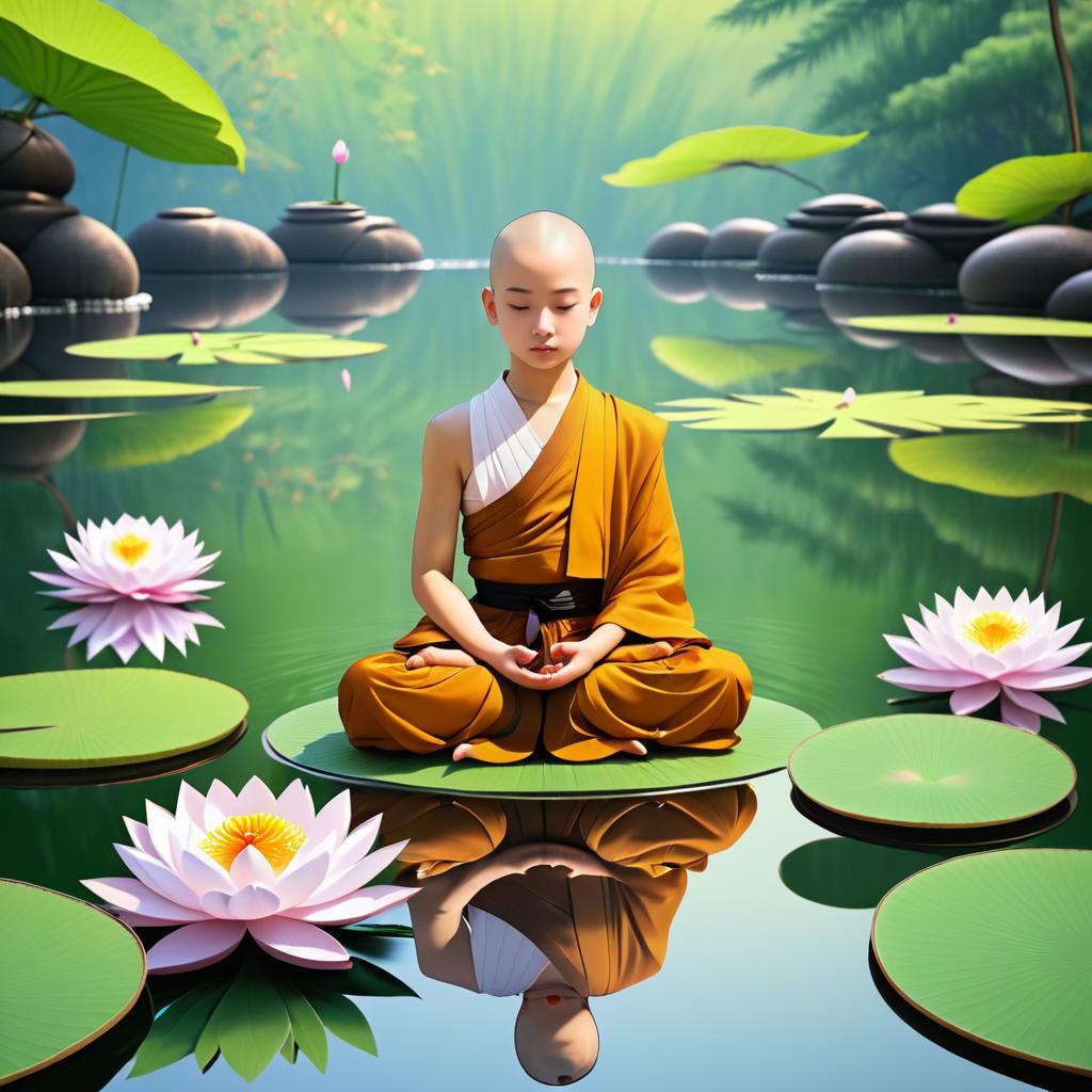 Serene Monk in Tranquil Zen Garden