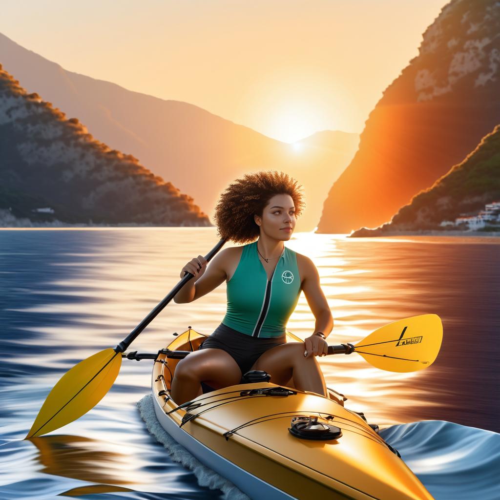 Sunset Kayaking: Curly Hair and Bold Beauty