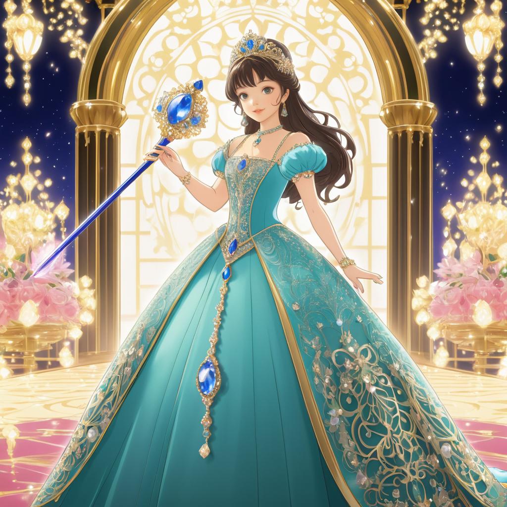 Elegant Princess in Enchanting Ballroom Scene