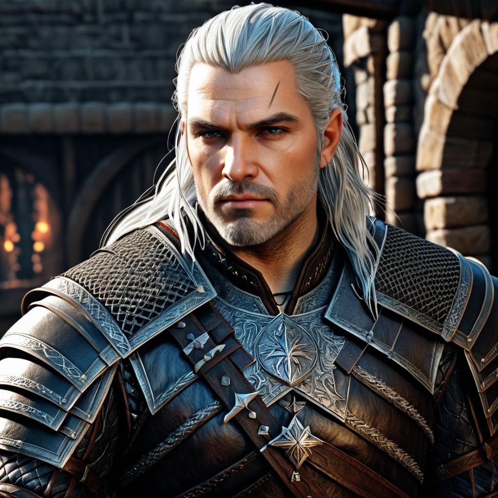 Photorealistic Geralt of Rivia Portrait