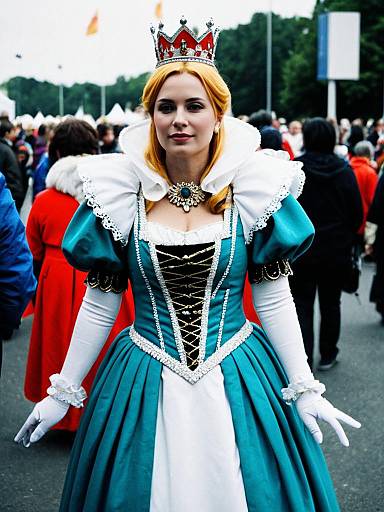 Woman in Queen Costume at Festival