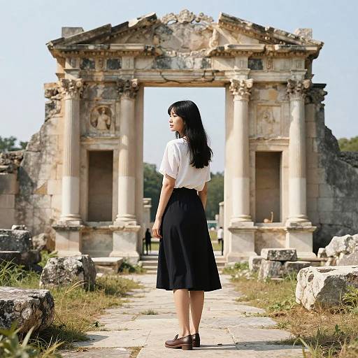 Solo Girl in Ancient Ruins