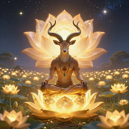 Mystical Ancient Faun Meditating