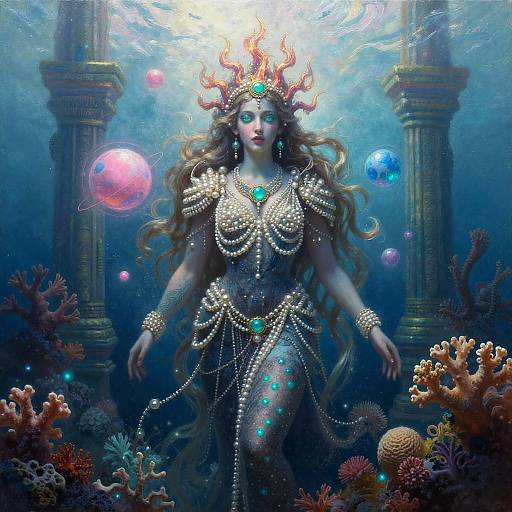 Underwater Sea Priestess with Pearl Armor