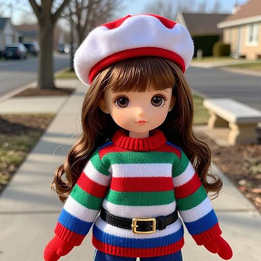 Detailed Female Doll in Suburban Scene