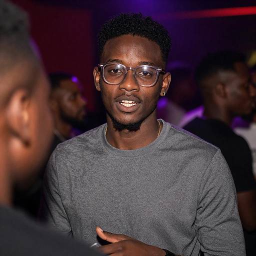 Focused Nightclub Portrait of Young Black Man