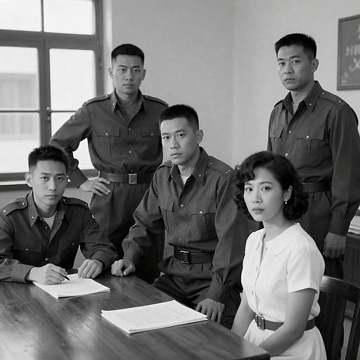 Military Men and Woman's Intense Meeting