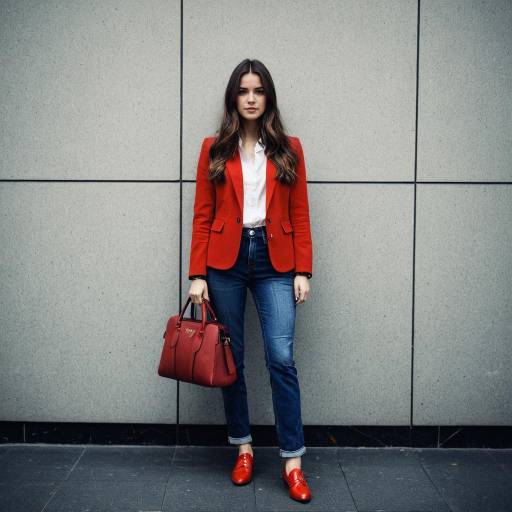 Stylish Woman in Red Blazer Outfit