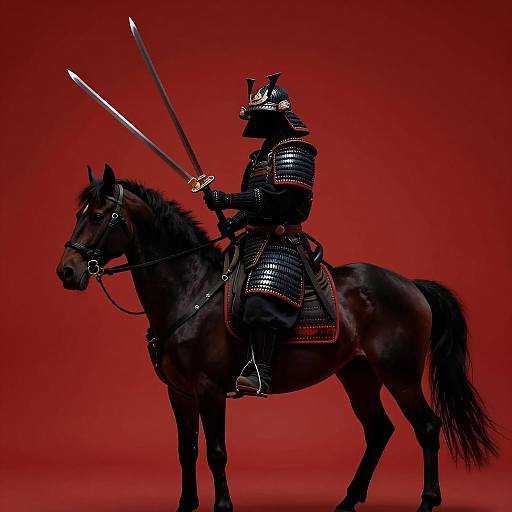 Samurai Warrior on Horseback in Battle
