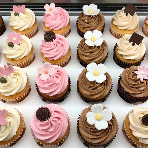 Colorful Buttercream Cupcake Display