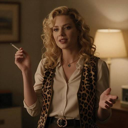 Blonde Woman in Dimly Lit Room