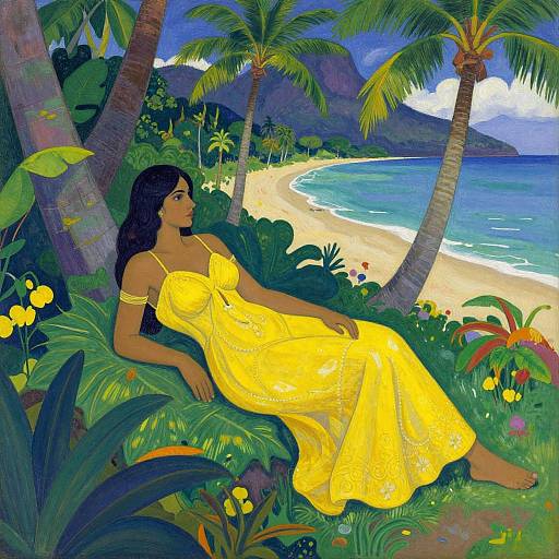 Tahitian Woman in Tropical Paradise