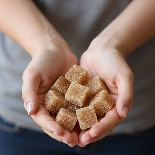 Woman Holding Brown Sugar Cubes