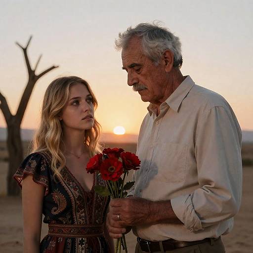 Serious Portrait in Desert Sunset