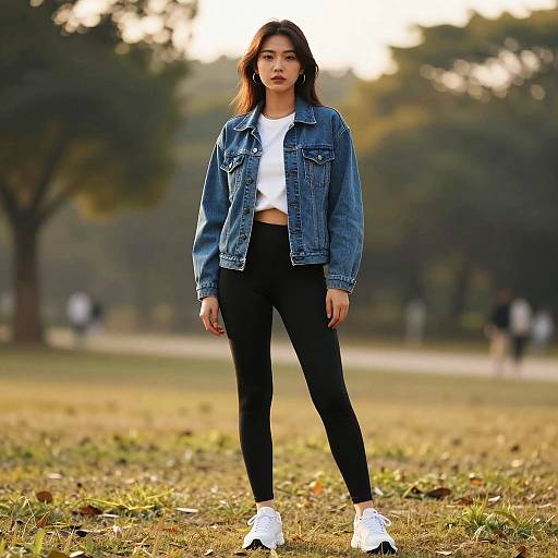 Confident Woman in Golden Hour Park