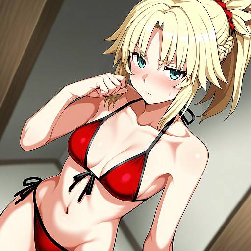 Illustration of Mordred (swimsuit rider) (fate), fate (series) in the style of Kumadano