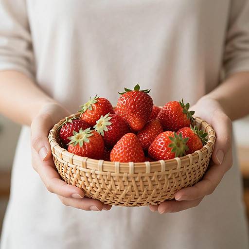 Cropped Woman Holding Strawberry Bowl