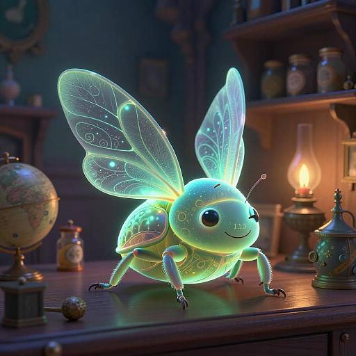 Victorian Bioluminescent Beetle Curio Shelf