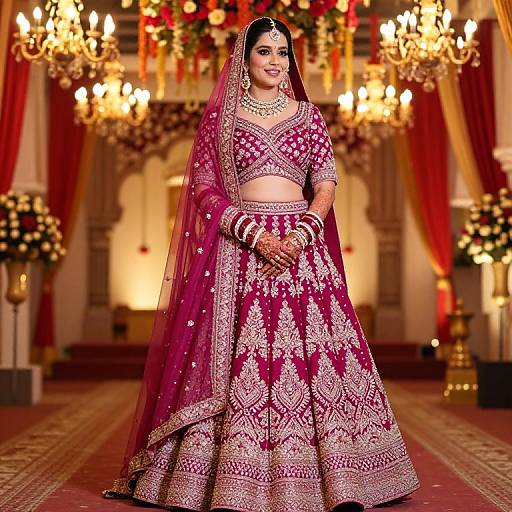 Glamorous Bride in Magenta Lehenga