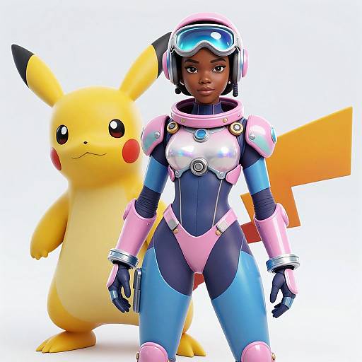 Futuristic Pokémon Trainer with Pikachu