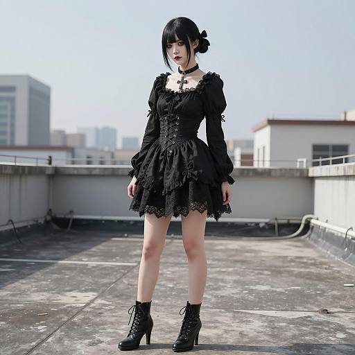 Gothic Elegance on an Urban Rooftop