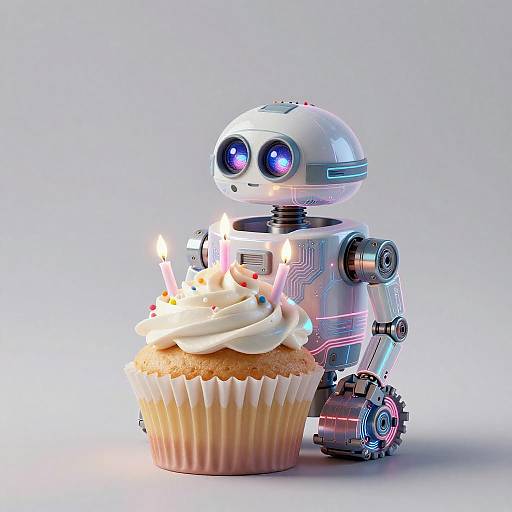 Holographic Cupcake Nano-Tech Droid Portrait