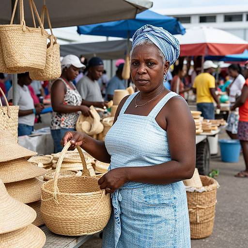 Caribbean Woman at Straw Market