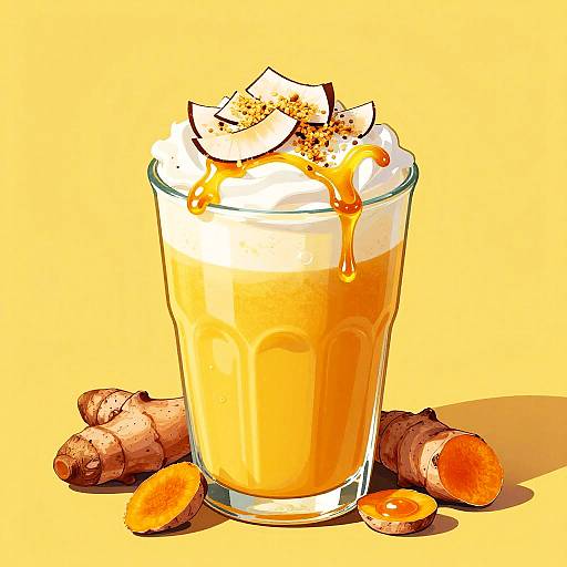 Mid-Century Golden Turmeric Latte Illustration