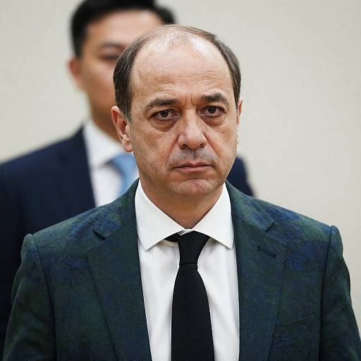 Serious Middle-Aged Man in Patterned Jacket