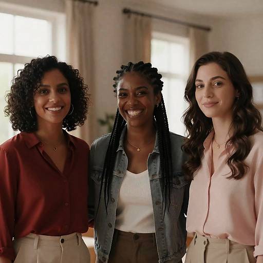 Three Diverse Women Standing Together Indoors