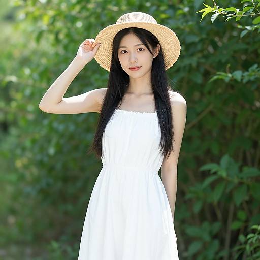 Girl in Sun Costume with Straw Hat
