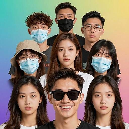 Diverse Group Portrait with Vibrant Colors