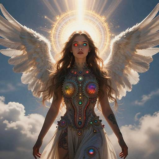 Angel Girl with Fractal Sky Portal