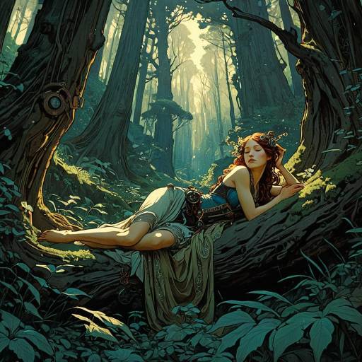 Forest Nymph Awakening in Ancient Grove