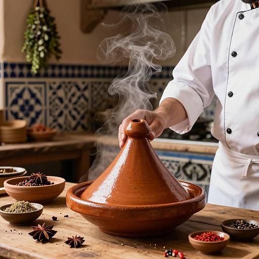Moroccan Chef Cooking Traditional Tagine