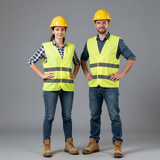 Confident Construction Workers Duo