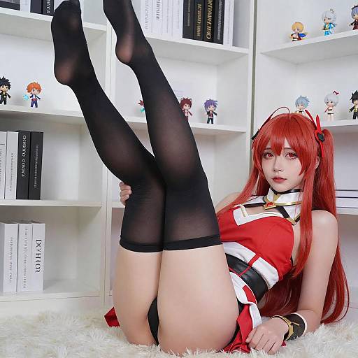 Red-Haired Anime Cosplayer Pose