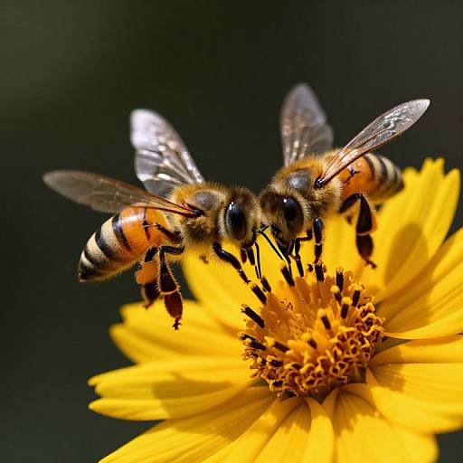 Honey Bees Pollinating Vibrant Flower