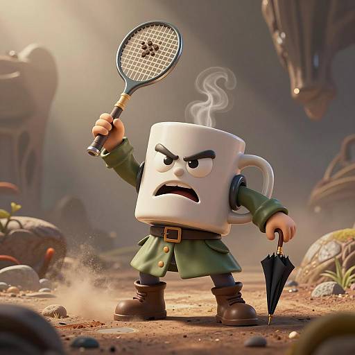 Whimsical Coffee Mug Mage on Alien Planet