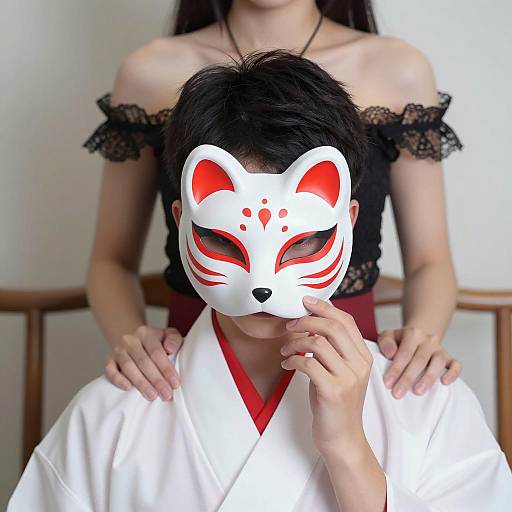 Mystical Duo: Fox Mask in Focus