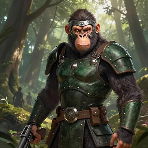 Fierce Ape Hero in Forest Armor