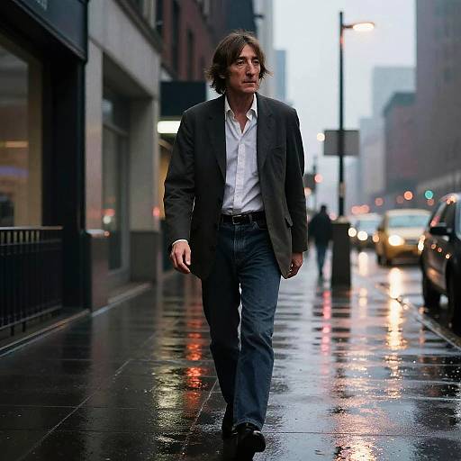 John Lennon on Rainy City Sidewalk