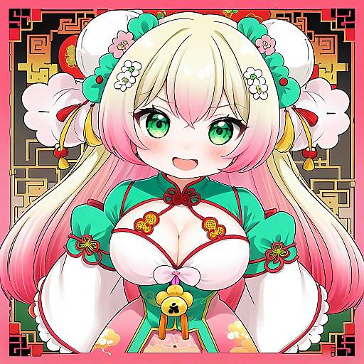 Illustration of Momosuzu nene (old design), hololive in the style of Nejikirio