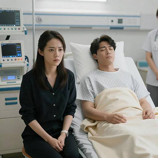 Emotional Moment in a Hospital Room