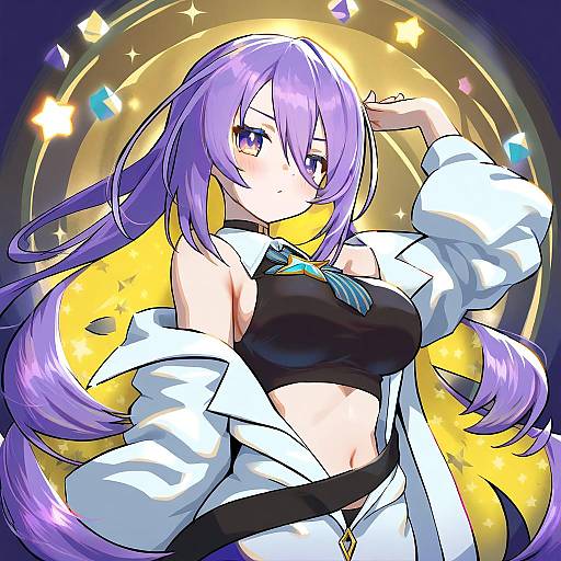 Illustration of Moona hoshinova (1st costume), hololive in the style of Chaki (teasets)