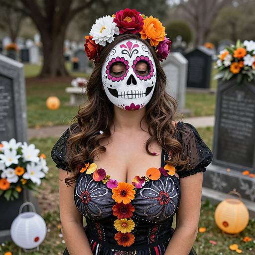 Sugar Skull Woman in Floral Day of the Dead