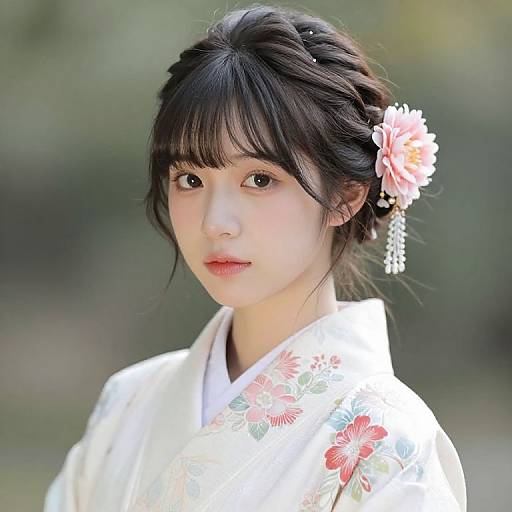 Asian Girl in Kimono with Accessories