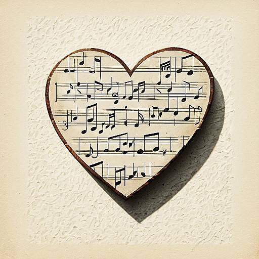 Vintage Engraved Musical Heart in Sunlight