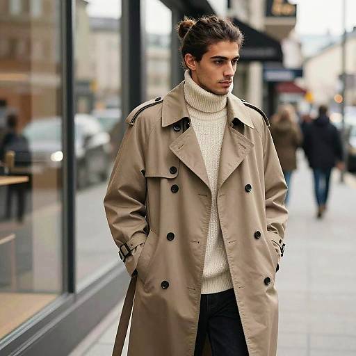 Half Bun Trench Coat Fashion Editorial