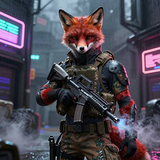 Cyberpunk Fox Commando in Tactical Gear